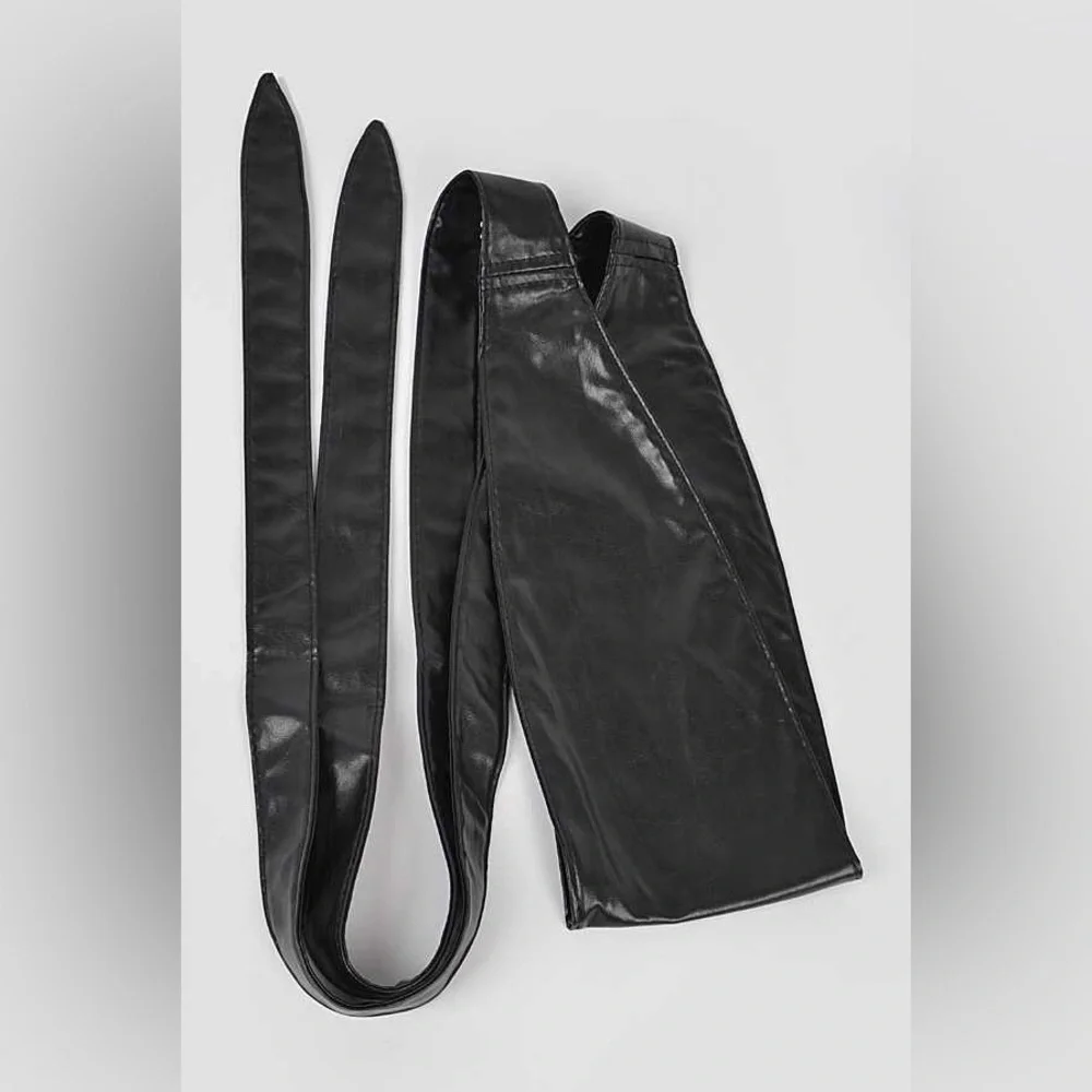 Women’s Wide Corset Faux Leather Wrap Around Tie Belt